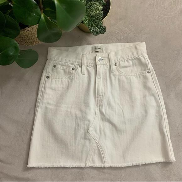 J. Crew Raw Hem Denim Skirt, White - Picture 3 of 8